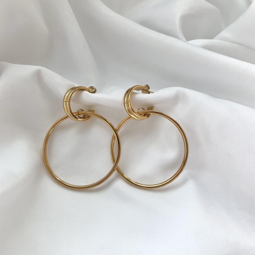 Dedoni Bijoux Gold Plated Seville Drop Hoops